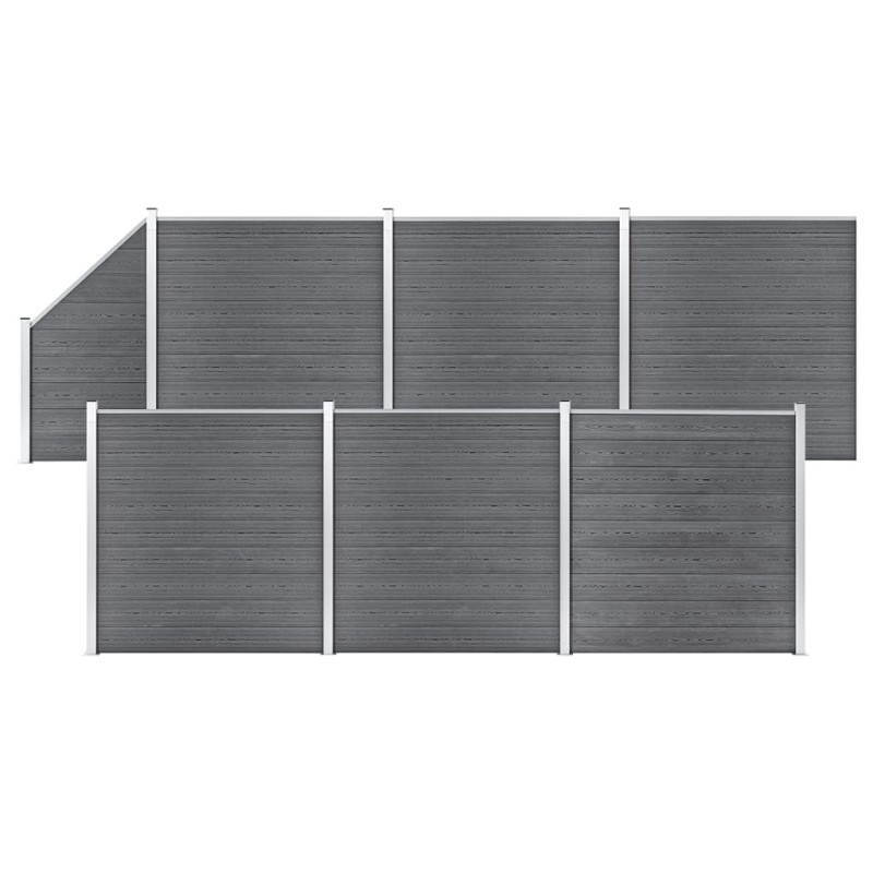 WPC Zaun-Set 6 Quadrate + 1 Schräge 1138x186 cm Grau WPC Zaun-Set 6 Quadrate + 1 Schräge 1138x186 cm Grau