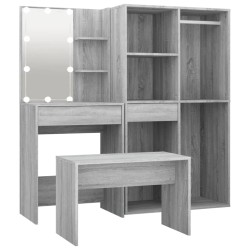 vidaXL Schminktisch-Set mit LED Grau Sonoma Holzwerkstoff