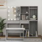 vidaXL Schminktisch-Set mit LED Grau Sonoma Holzwerkstoff vidaXL Schminktisch-Set mit LED Grau Sonoma Holzwerkstoff