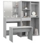 vidaXL Schminktisch-Set mit LED Grau Sonoma Holzwerkstoff vidaXL Schminktisch-Set mit LED Grau Sonoma Holzwerkstoff