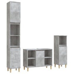 vidaXL 3-tlg. Badmöbel-Set Betongrau Holzwerkstoff