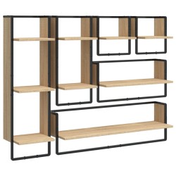 vidaXL 6-tlg. Wandregal-Set mit Stangen Sonoma-Eiche Holzwerkstoff