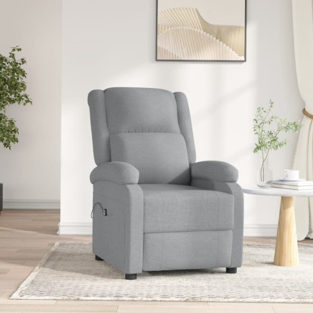 vidaXL Relaxsessel Elektrisch Hellgrau Stoff