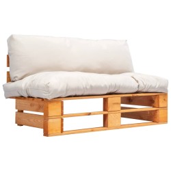 vidaXL Outdoor-Sofa Paletten mit Kissen in Sandfarben Kiefernholz