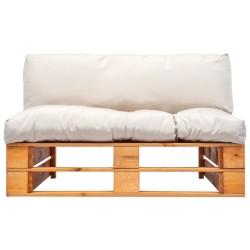 vidaXL Outdoor-Sofa Paletten mit Kissen in Sandfarben Kiefernholz