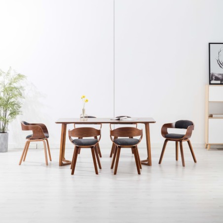 vidaXL Esszimmerstühle 6 Stk. Dunkelgrau Stoff und Bugholz