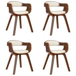 vidaXL Esszimmerstühle 4 Stk. Creme Bugholz und Kunstleder
