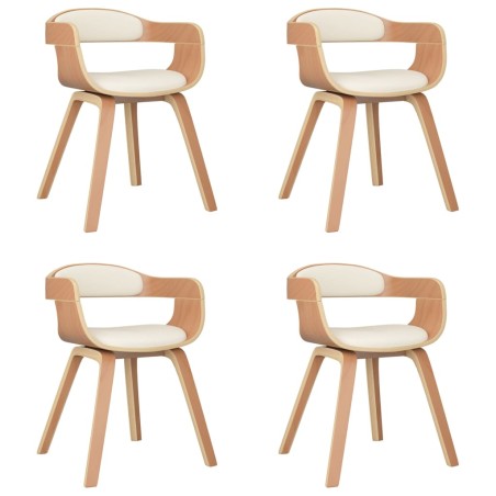 vidaXL Esszimmerstühle 4 Stk. Creme Bugholz und Kunstleder