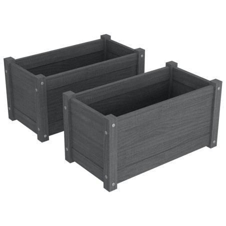 vidaXL Pflanzkübel 2 Stk. Grau 60x31x31 cm Massivholz Kiefer