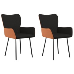 vidaXL Esszimmerstühle 2 Stk. Schwarz Stoff und Kunstleder