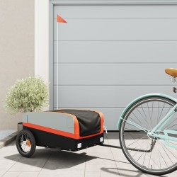 vidaXL Lastenanhänger für Fahrrad Schwarz und Orange 30 kg Eisen