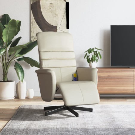vidaXL Massagesessel mit Fußteil Creme Kunstleder