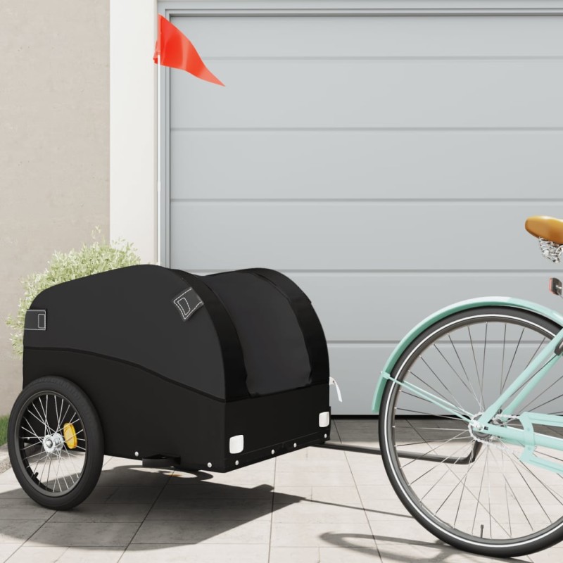 vidaXL Lastenanhänger für Fahrrad Schwarz 45 kg Eisen vidaXL Lastenanhänger für Fahrrad Schwarz 45 kg Eisen