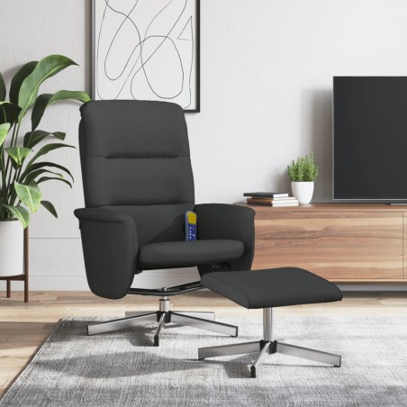 vidaXL Massagesessel mit Fußhocker Schwarz Stoff