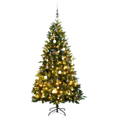 vidaXL Künstlicher Weihnachtsbaum Klappbar 150 LEDs & Kugeln 120 cm