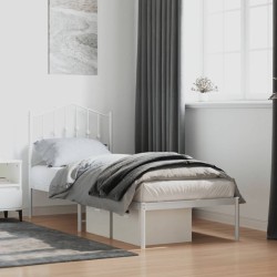 vidaXL Bettgestell mit Kopfteil Metall Weiß 75x190 cm