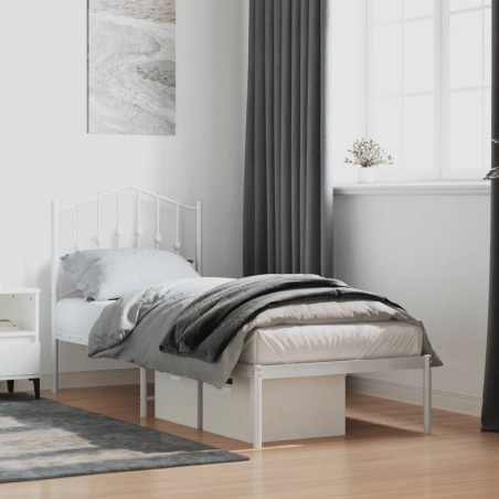 vidaXL Bettgestell mit Kopfteil Metall Weiß 75x190 cm