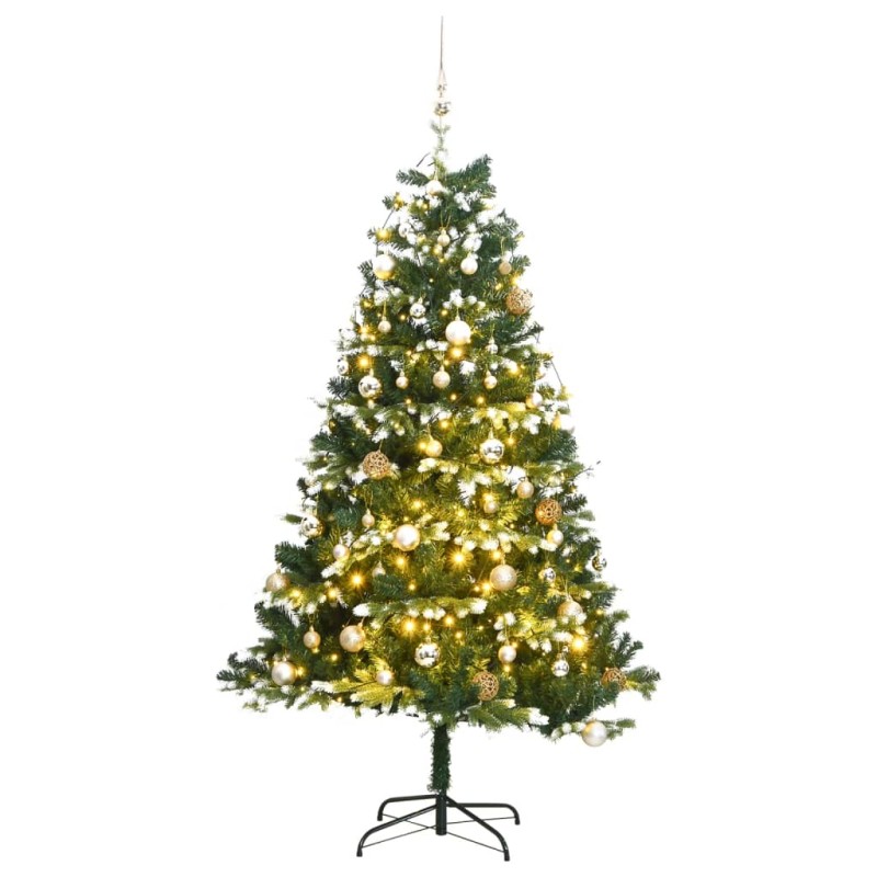 vidaXL Künstlicher Weihnachtsbaum Klappbar 150 LEDs & Kugeln 150 cm vidaXL Künstlicher Weihnachtsbaum Klappbar 150 LEDs & Kugeln 150 cm