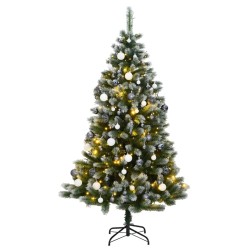 vidaXL Künstlicher Weihnachtsbaum Klappbar 150 LEDs & Kugeln 150 cm