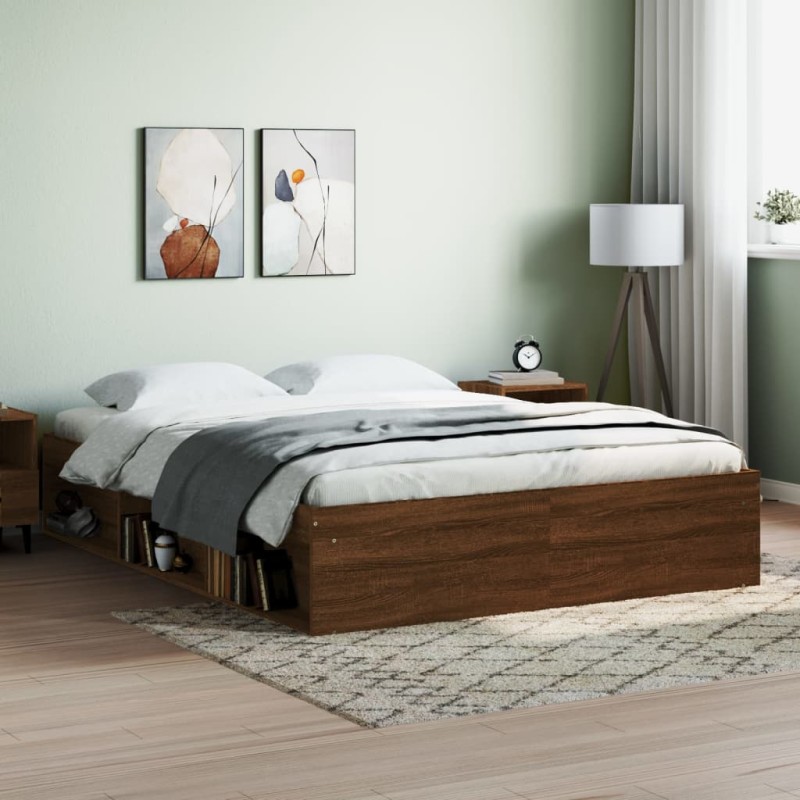 vidaXL Bettgestell Braun Eichen-Optik 150x200 cm King Size vidaXL Bettgestell Braun Eichen-Optik 150x200 cm King Size