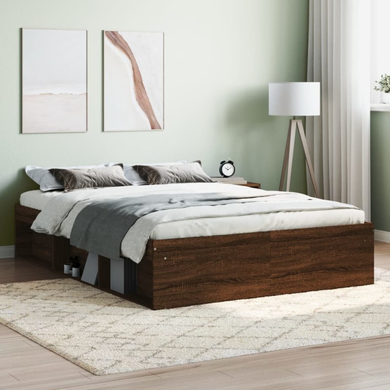 vidaXL Bettgestell Braun Eichen-Optik 135x190 cm vidaXL Bettgestell Braun Eichen-Optik 135x190 cm
