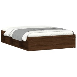 vidaXL Bettgestell Braun Eichen-Optik 135x190 cm