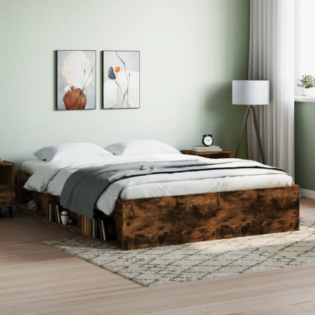 vidaXL Bettgestell Räuchereiche 150x200 cm King Size