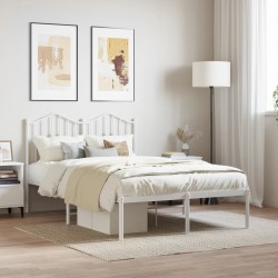 vidaXL Bettgestell mit Kopfteil Metall Weiß 120x190 cm