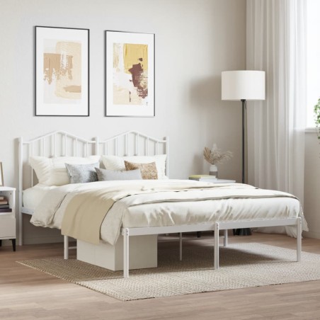 vidaXL Bettgestell mit Kopfteil Metall Weiß 150x200 cm