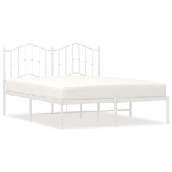 vidaXL Bettgestell mit Kopfteil Metall Weiß 150x200 cm
