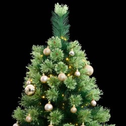 vidaXL Künstlicher Weihnachtsbaum Klappbar 150 LEDs & Kugeln 120 cm