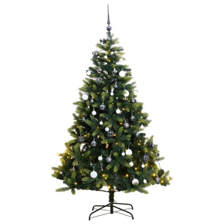 vidaXL Künstlicher Weihnachtsbaum Klappbar 150 LEDs & Kugeln 120 cm