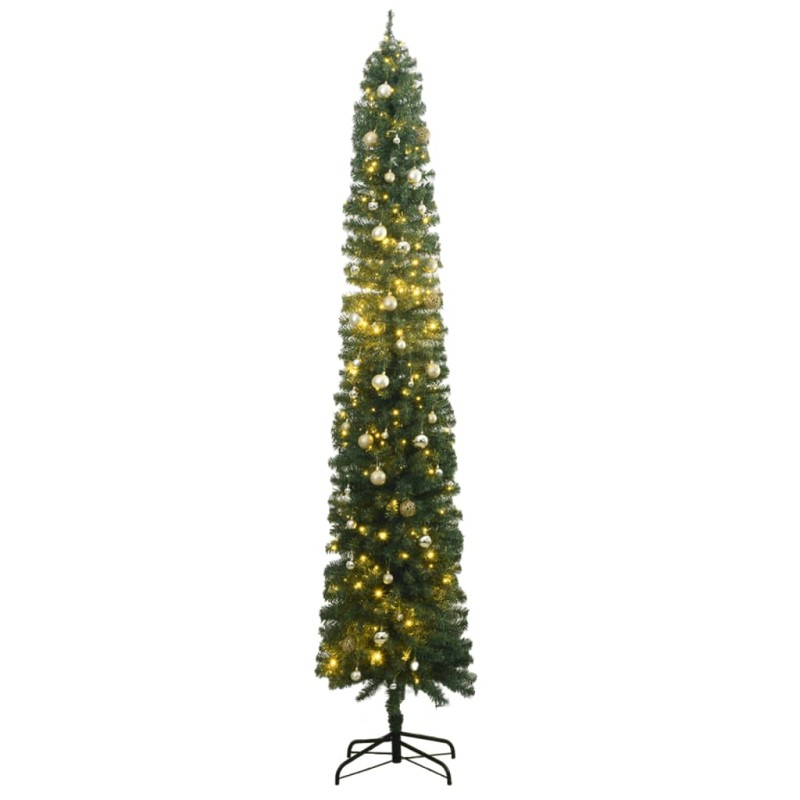 vidaXL Weihnachtsbaum Schlank mit 300 LEDs & Kugeln 300 cm vidaXL Weihnachtsbaum Schlank mit 300 LEDs & Kugeln 300 cm