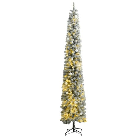 vidaXL Weihnachtsbaum Schlank mit 300 LEDs & Kugeln & Schnee 300 cm