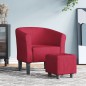 vidaXL Clubsessel mit Fußhocker Weinrot Stoff vidaXL Clubsessel mit Fußhocker Weinrot Stoff