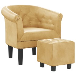 vidaXL Clubsessel mit Fußhocker Golden Kunstleder