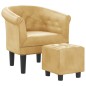vidaXL Clubsessel mit Fußhocker Golden Kunstleder vidaXL Clubsessel mit Fußhocker Golden Kunstleder