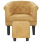 vidaXL Clubsessel mit Fußhocker Golden Kunstleder vidaXL Clubsessel mit Fußhocker Golden Kunstleder