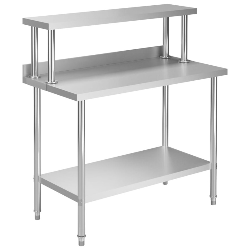 vidaXL Küchen-Arbeitstisch mit Aufsatzboard 120×60×120 cm Edelstahl vidaXL Küchen-Arbeitstisch mit Aufsatzboard 120×60×120 cm Edelstahl