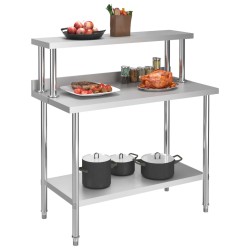 vidaXL Küchen-Arbeitstisch mit Aufsatzboard 120×60×120 cm Edelstahl 