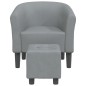 vidaXL Clubsessel mit Fußhocker Hellgrau Stoff vidaXL Clubsessel mit Fußhocker Hellgrau Stoff