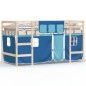 vidaXL Kinderhochbett mit Vorhängen Blau 90x190 cm Massivholz Kiefer vidaXL Kinderhochbett mit Vorhängen Blau 90x190 cm Massivholz Kiefer
