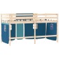vidaXL Kinderhochbett mit Vorhängen Blau 90x190 cm Massivholz Kiefer vidaXL Kinderhochbett mit Vorhängen Blau 90x190 cm Massivholz Kiefer