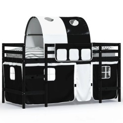 vidaXL Kinderhochbett mit Tunnel Weiß & Schwarz 80x200 cm Kiefernholz