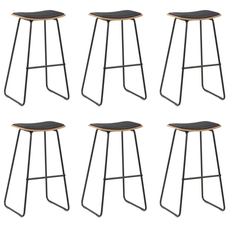 Barshocker 6 Stk. Schwarz Kunstleder Barshocker 6 Stk. Schwarz Kunstleder