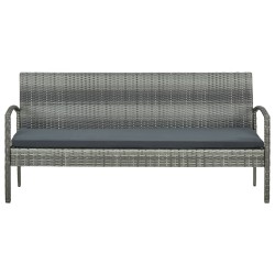 vidaXL Gartensofa 3-Sitzer mit Kissen Grau Poly Rattan