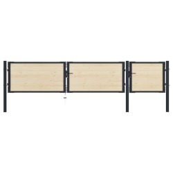 vidaXL Zauntor Stahl und Fichtenholz 413×125 cm 