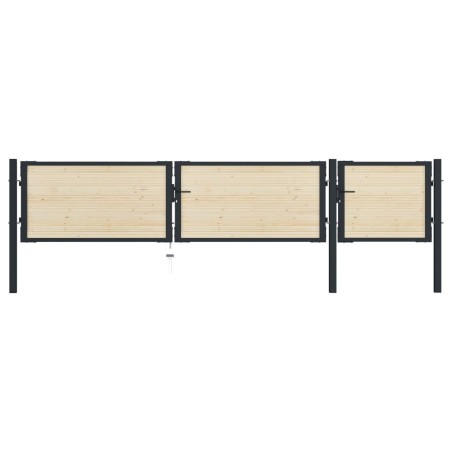 vidaXL Zauntor Stahl und Fichtenholz 413×125 cm 