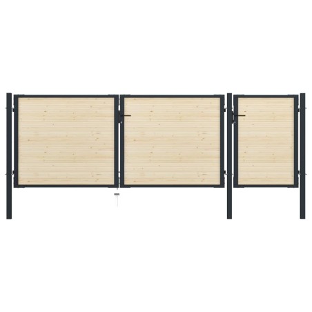 vidaXL Zauntor Stahl und Fichtenholz 413×175 cm 