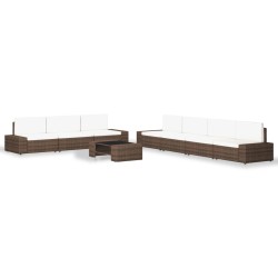 8-tlg. Garten-Lounge-Set Poly Rattan Braun